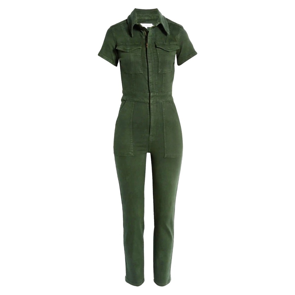 Good American Green Stretch Denim Jumpsuit Size M